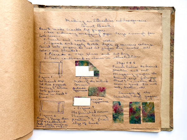 Willa Helwig's handmade portfolio of crafts and leadership notes for her training to be a Guardian in the Camp Fire Girls (with her certificate)