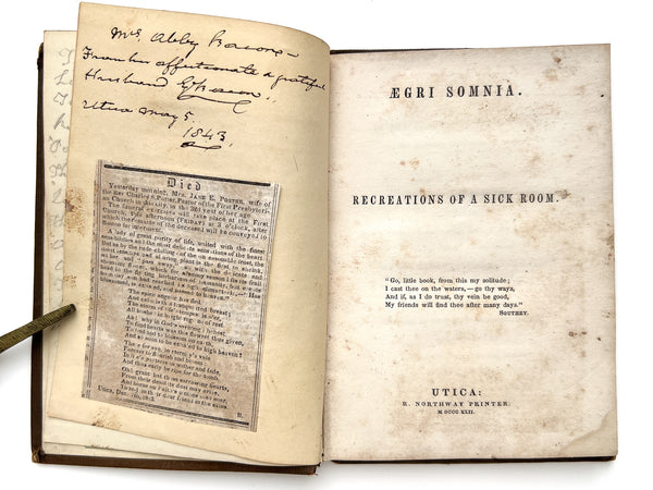 Aegri Somnia. Recreations of a Sick Room.