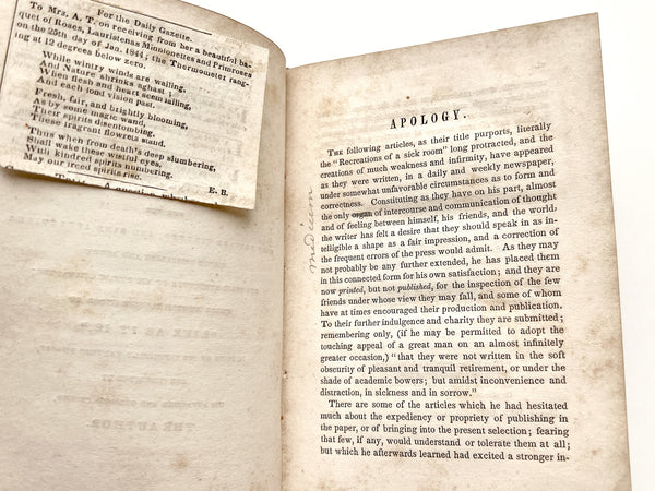 Aegri Somnia. Recreations of a Sick Room.