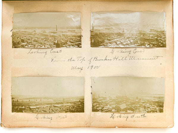 "Kodak Views" 1899-1900 photo album with views of Massachusetts & New England, including Bird's Eye Views from the top of the Bunker Hill Monument and great interior snapshots
