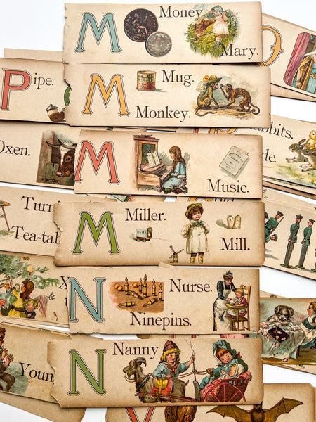 ABC color lithograph slips Deconstructed from "The Merry and Wise ABC"