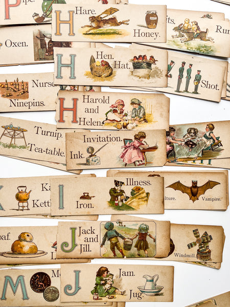 ABC color lithograph slips Deconstructed from "The Merry and Wise ABC"