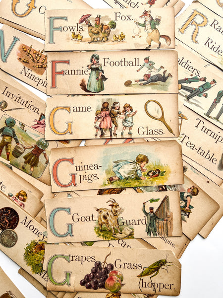 ABC color lithograph slips Deconstructed from "The Merry and Wise ABC"