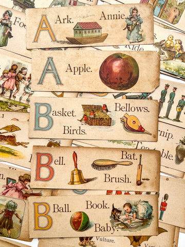 ABC color lithograph slips Deconstructed from "The Merry and Wise ABC"
