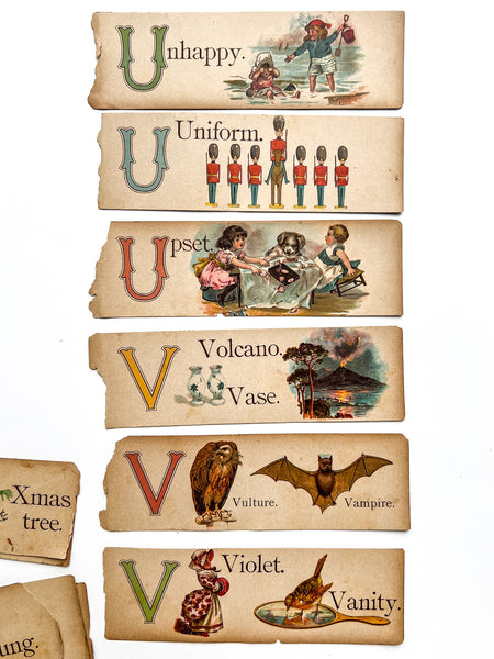 ABC color lithograph slips Deconstructed from "The Merry and Wise ABC"