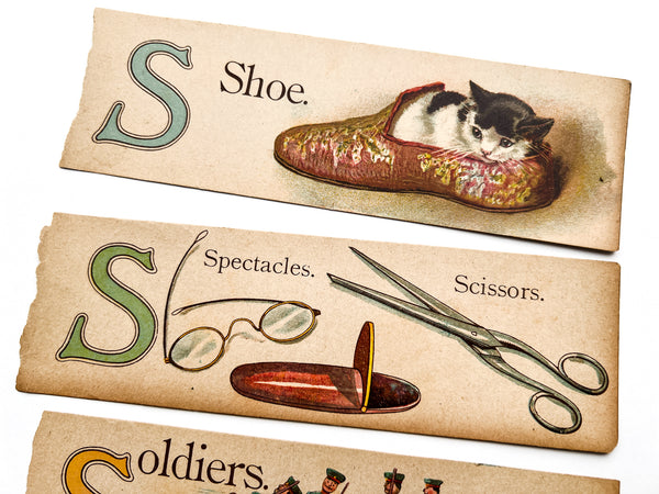 ABC color lithograph slips Deconstructed from "The Merry and Wise ABC"