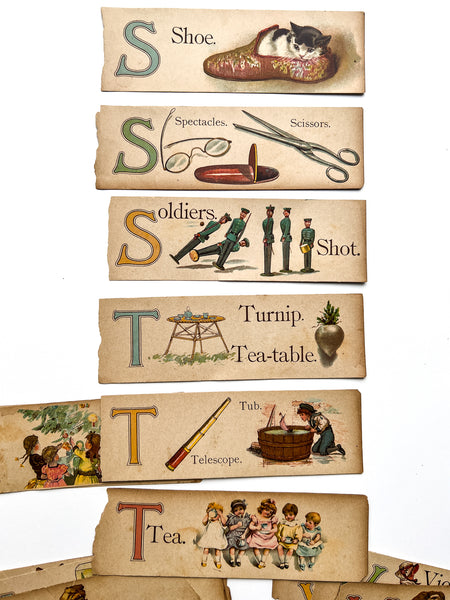 ABC color lithograph slips Deconstructed from "The Merry and Wise ABC"