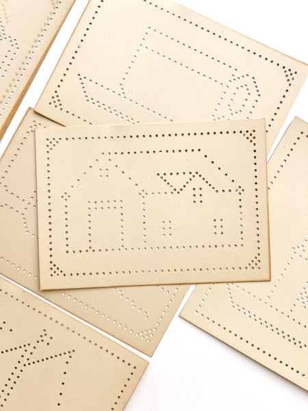 Six pictorial lacing cards