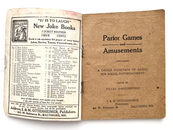 Parlor Games and Amusements. Containing a choice selection of games for social entertainment