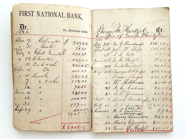 William Mann leather account book produced for First National Bank, Mt. Pleasant, Pa.