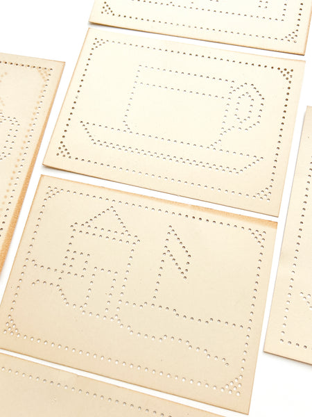 Six pictorial lacing cards