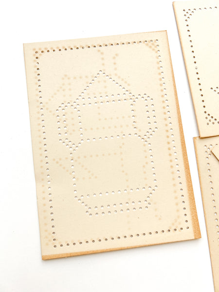 Six pictorial lacing cards