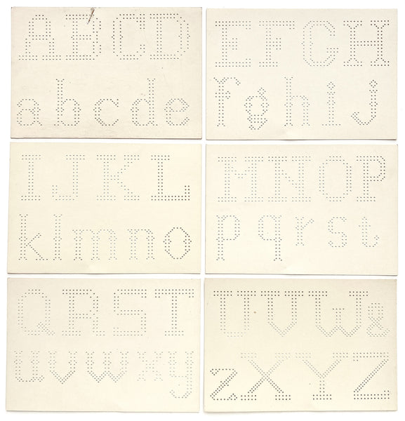 Six alphabet lacing cards