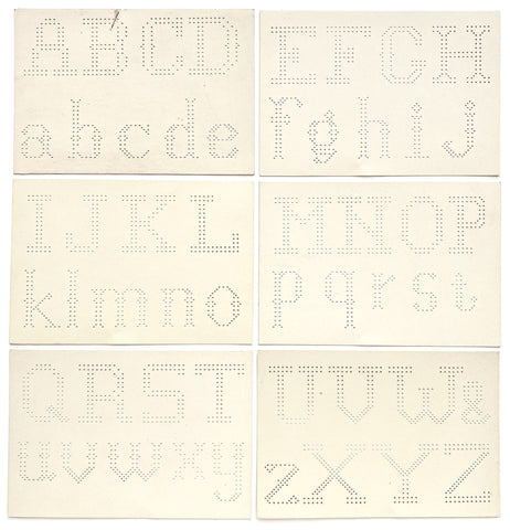 Six alphabet lacing cards