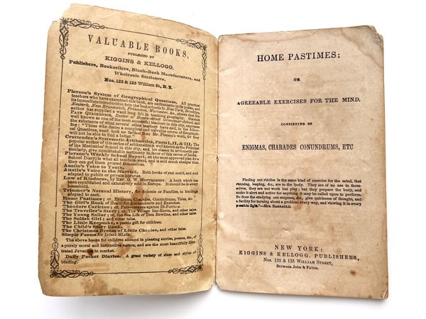 Home Pastimes; or Agreeable Exercises for the Mind, consisting of Enigmas, Charades Conundrums, etc