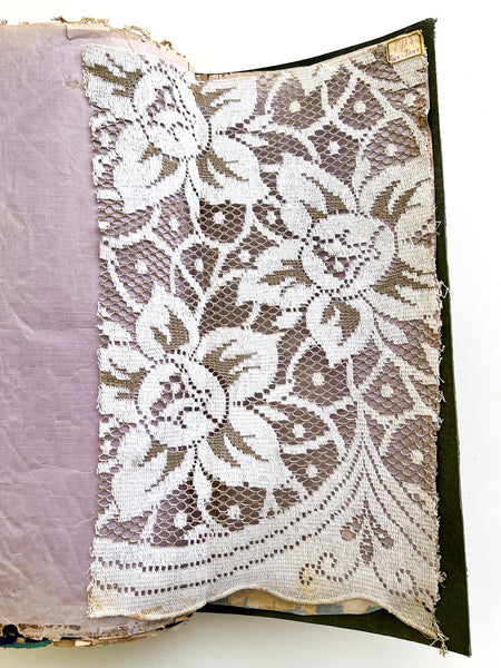 Early twentieth-century Nottingham lace specimen book with samples extending into the 1960s