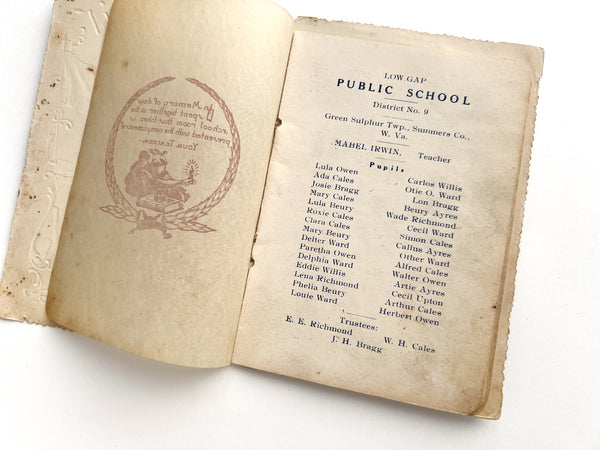 Souvenir 1906. Low Gap Public School, District No. 9. Green Sulphur Twp., Summers Co., W. Va.