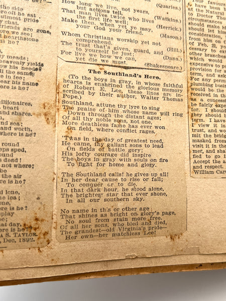 Southern scrapbook with Roanoke College satire and Confederate sympathies