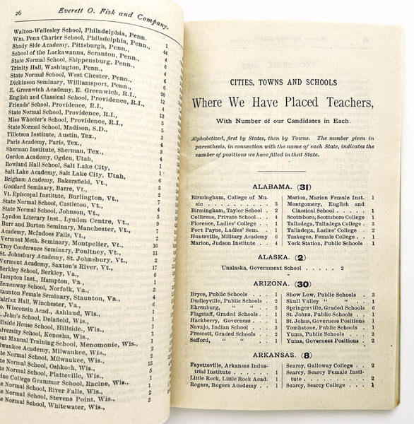 Manual of the Fisk Teachers' Agencies 1896 [with] teacher registration form