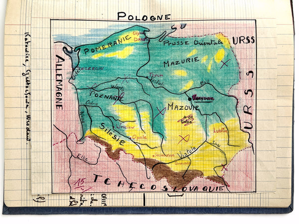 Geography notebook with 17 original drawn maps