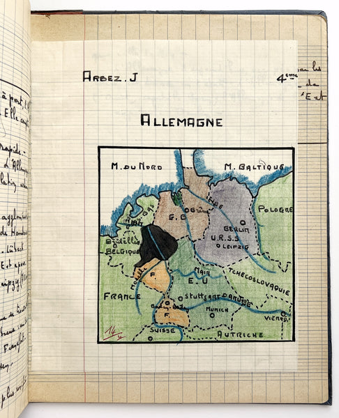 Geography notebook with 17 original drawn maps