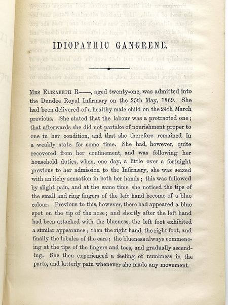 Idiopathic Gangrene of the Four Extremities, Nose and Ears: Amputation of the Extremities: Recovery