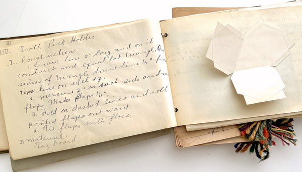 San Diego Normal School student's binder of manuscript notes, construction examples & Milton Bradley samples, ca. 1913-1917 (incl. 1913 Kindergarten Supplies catalog)