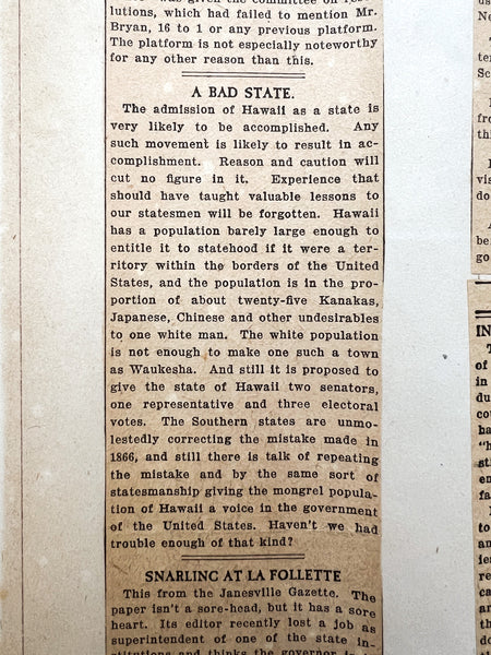 Wisconsin newspaper man's scrapbook 1895-1901, much from the inaugural issues of the Milwaukee 'Free Press'