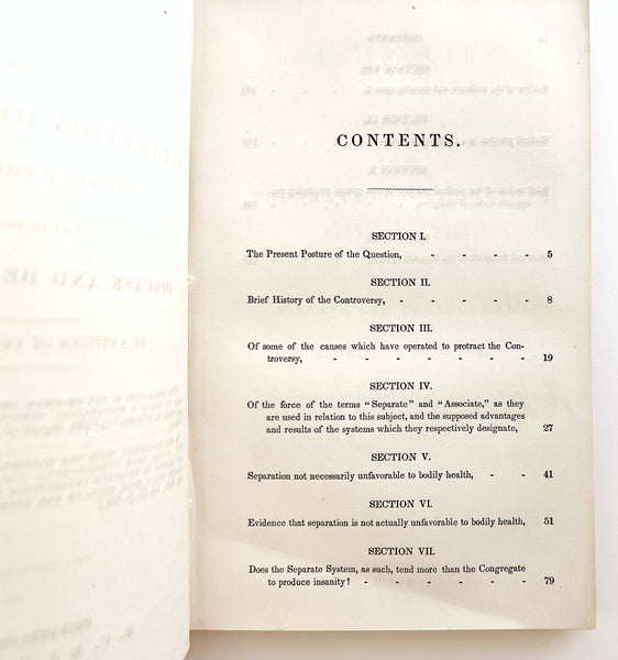 An Inquiry Into the Alleged Tendency of the Separation of Convicts, One From the Other, to Produce Disease and Derangement