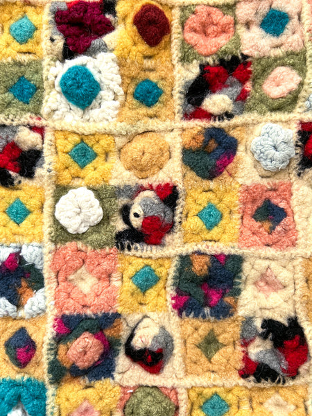 Felted crochet granny square afghan