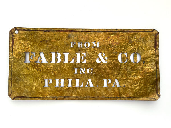 Brass shipping stencil, Fable & Co., Philadelphia