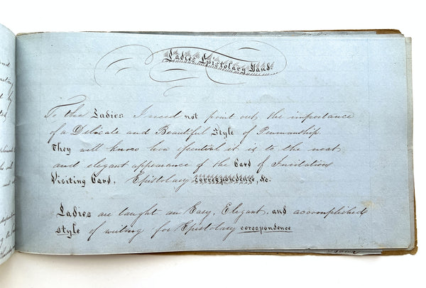 Janette Shipman's copy book from paid study under S. Lee Lyman, September 17, 1855.