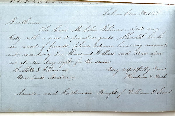 Janette Shipman's copy book from paid study under S. Lee Lyman, September 17, 1855.