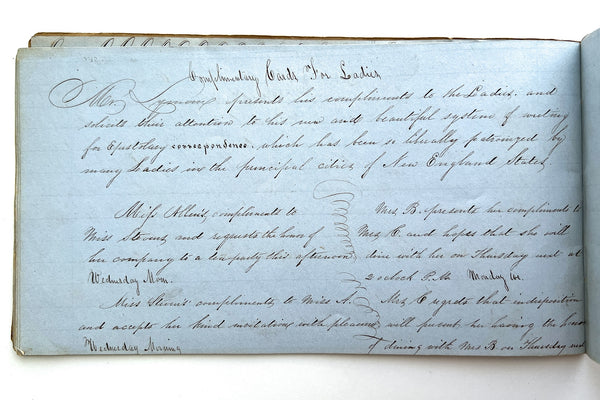 Janette Shipman's copy book from paid study under S. Lee Lyman, September 17, 1855.