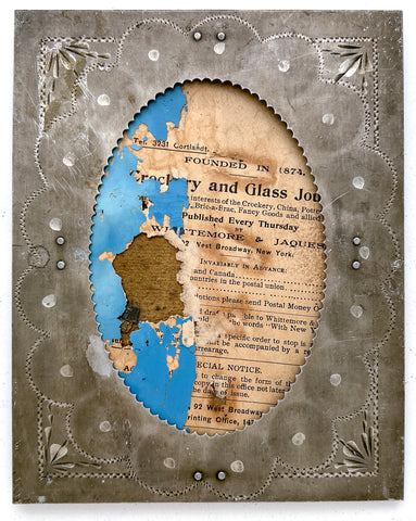 Eastlake style tin picture mat with fragment