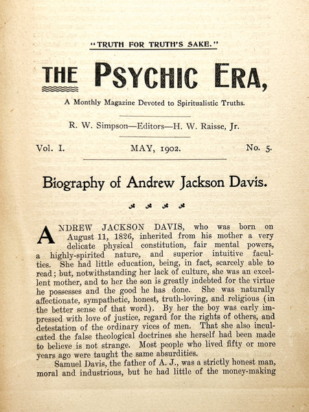 The Psychic Era, Vol. I, No. 5. May, 1902.