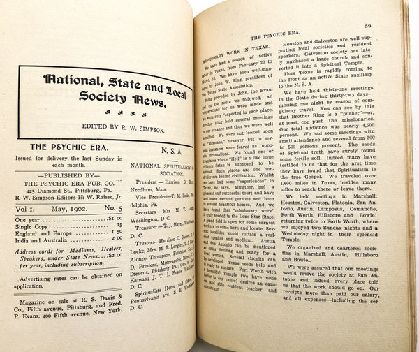 The Psychic Era, Vol. I, No. 5. May, 1902.