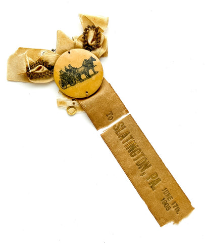 1905 Fire Convention delegate badge (button & ribbon fragments)