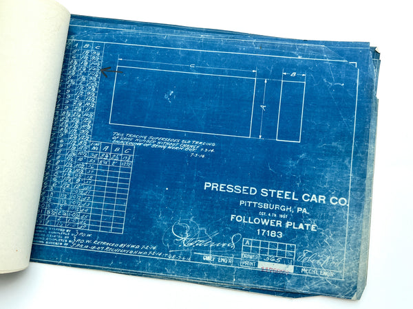 Pressed Steel Car Co. Pittsburg, Pa. Series of mechanical blueprints