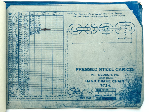Pressed Steel Car Co. Pittsburg, Pa. Series of mechanical blueprints