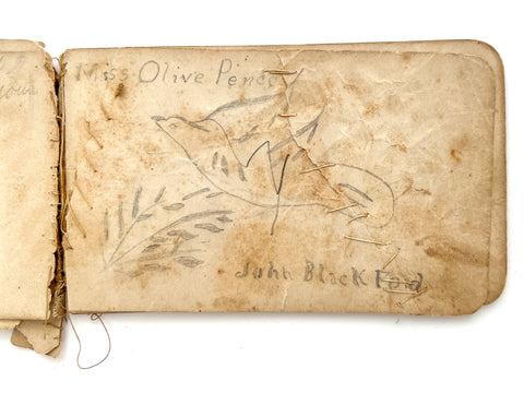 1890s autograph book with drawings and vernacular repairs