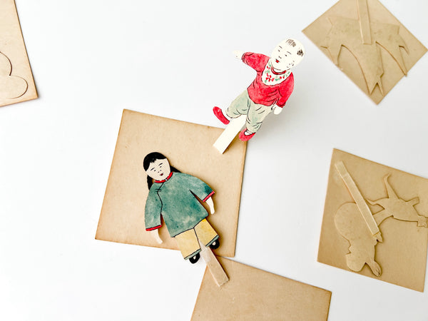 Chinese paper doll cards in original box