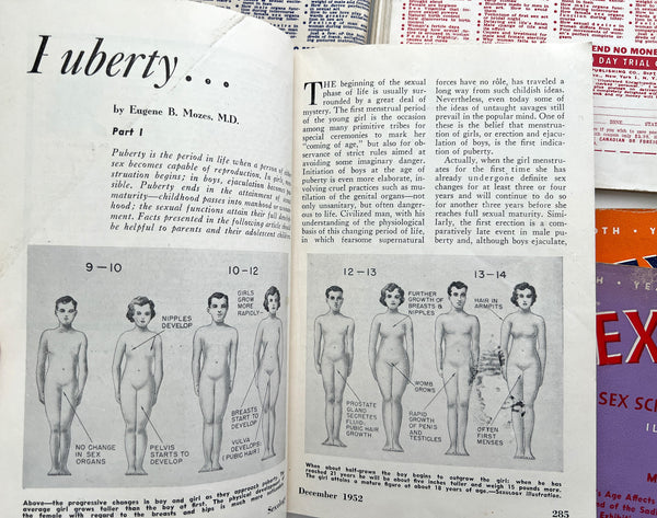 Sexology: Sex Science Magazine 5 issues: December 1951, January, August, December 1952, May 1953