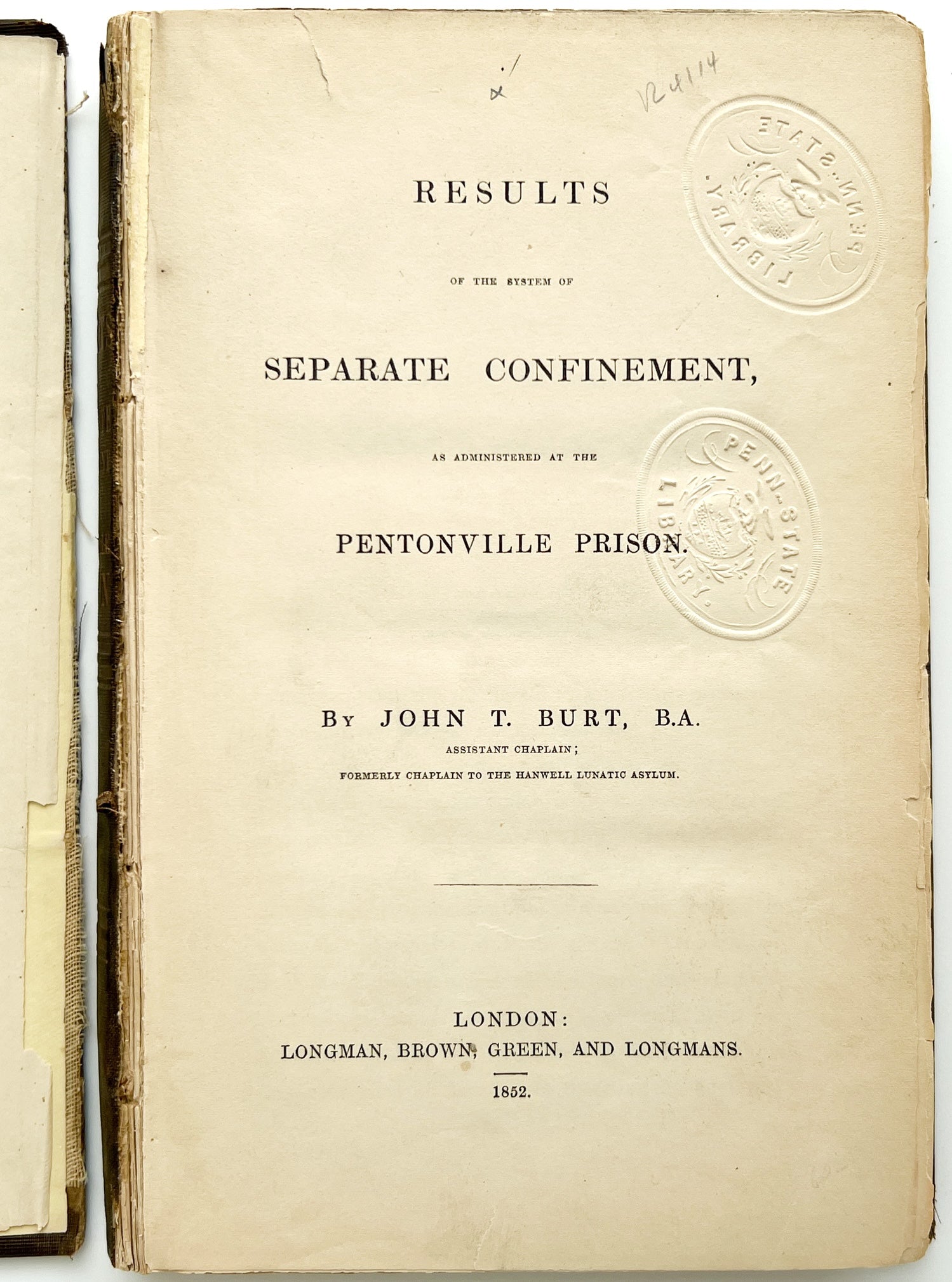 Results of the System of Separate Confinement, as Administered at the Pentonville Prison