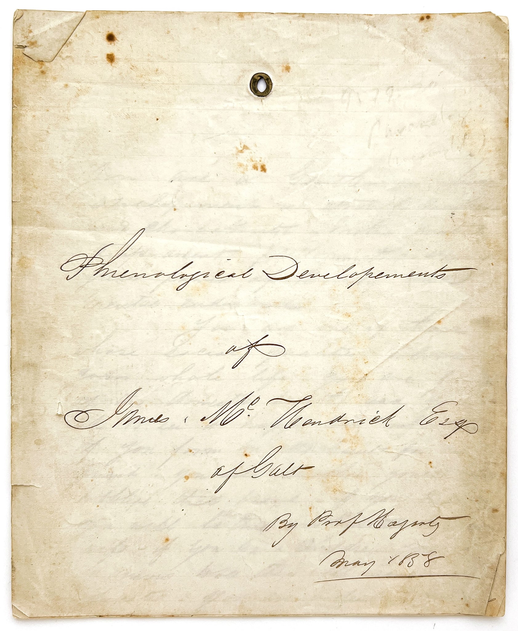 Phrenological Developments of James McKendrick, Esq. of Galt (manuscript)