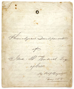 Phrenological Developments of James McKendrick, Esq. of Galt (manuscript)