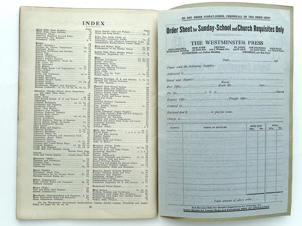 1912 Sunday School and Church Supplies: A Practical Guide for Up-to-Date Sunday School Workers... (trade catalogue)