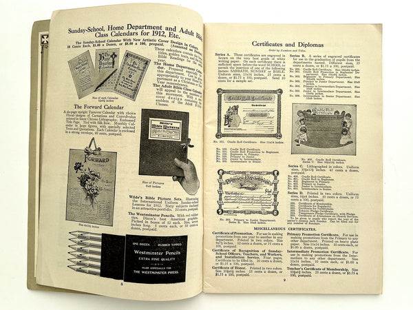 1912 Sunday School and Church Supplies: A Practical Guide for Up-to-Date Sunday School Workers... (trade catalogue)