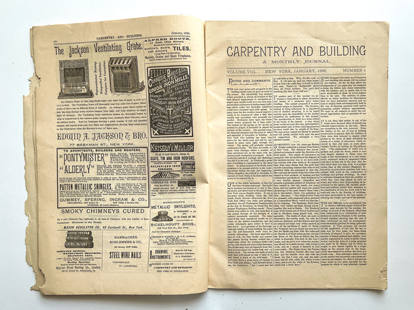 Carpentry and Building, No. 85 (Vol. VIII, No. 1, January 1886)