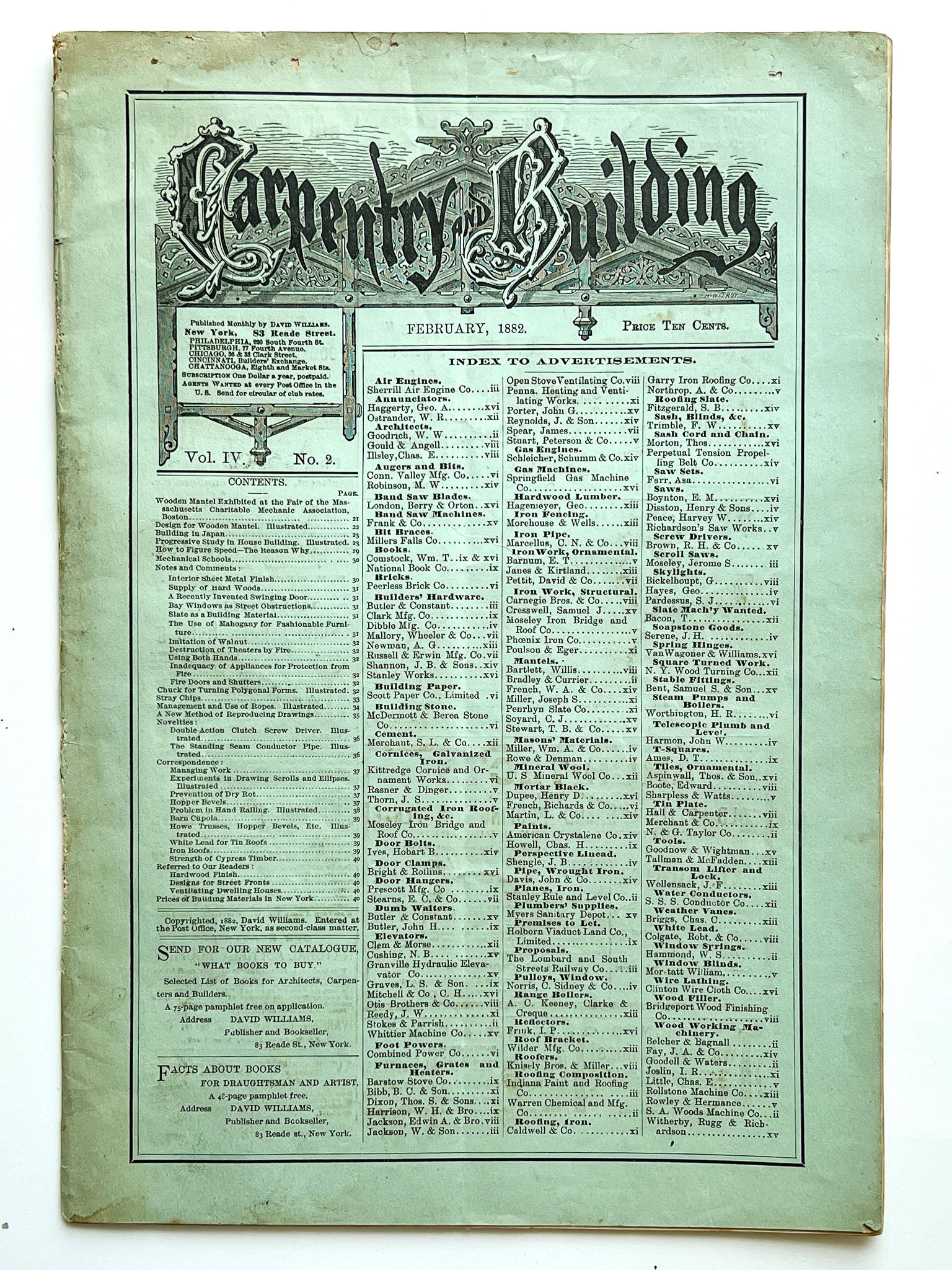 Carpentry and Building Vol. IV, No. 2. February, 1882